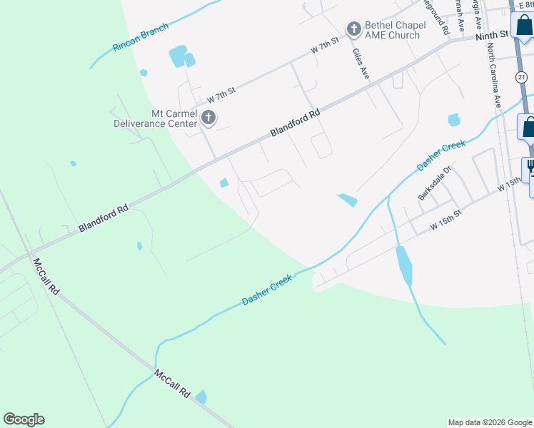 map of restaurants, bars, coffee shops, grocery stores, and more near 130 Sherwood Road in Rincon