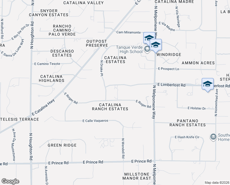 map of restaurants, bars, coffee shops, grocery stores, and more near 10840 East Limberlost Road in Tucson