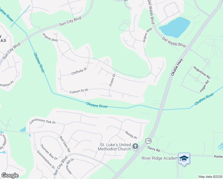 map of restaurants, bars, coffee shops, grocery stores, and more near 16 Poyas Drive in Bluffton