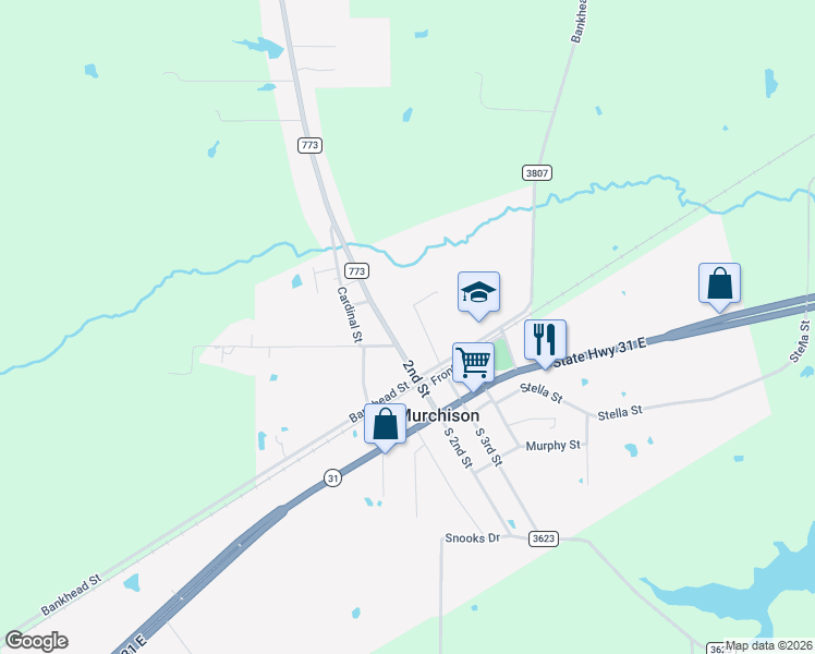 map of restaurants, bars, coffee shops, grocery stores, and more near 9678 Farm to Market Road 773 in Murchison