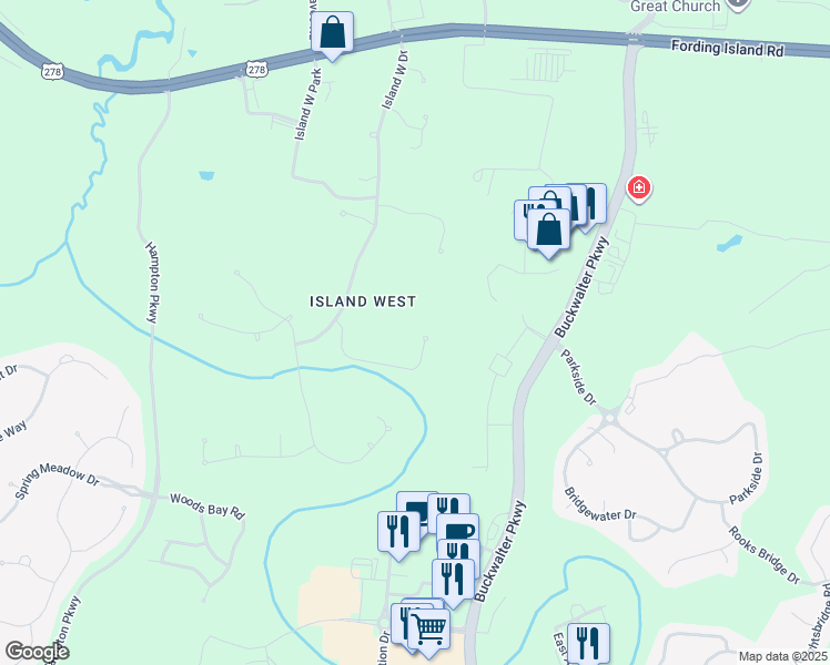 map of restaurants, bars, coffee shops, grocery stores, and more near 35 Sapelo Island Ln in Bluffton