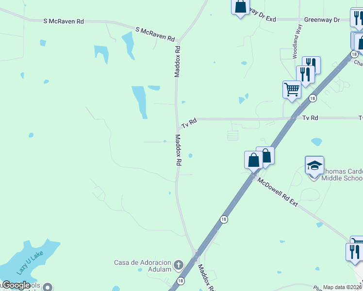 map of restaurants, bars, coffee shops, grocery stores, and more near 2640 Maddox Road in Jackson