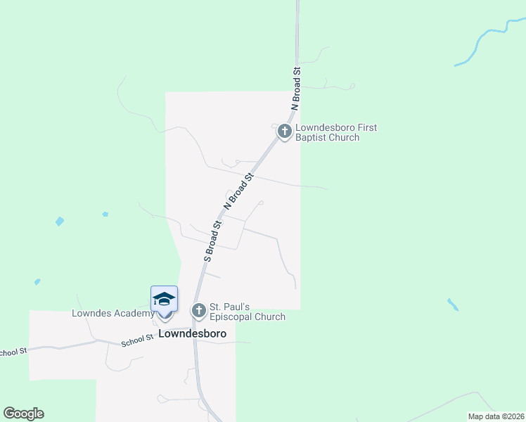 map of restaurants, bars, coffee shops, grocery stores, and more near 110 Academy Street in Lowndesboro