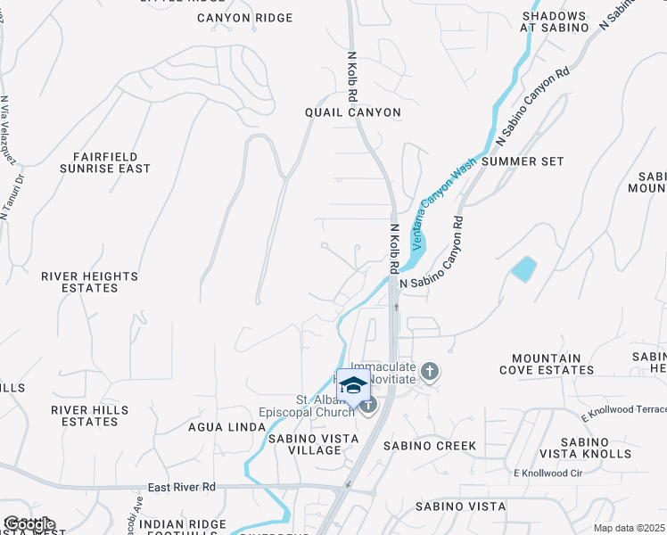 map of restaurants, bars, coffee shops, grocery stores, and more near 7185 East Little Savannah Lane in Tucson