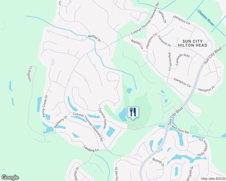 map of restaurants, bars, coffee shops, grocery stores, and more near 71 Cypress Hollow in Bluffton