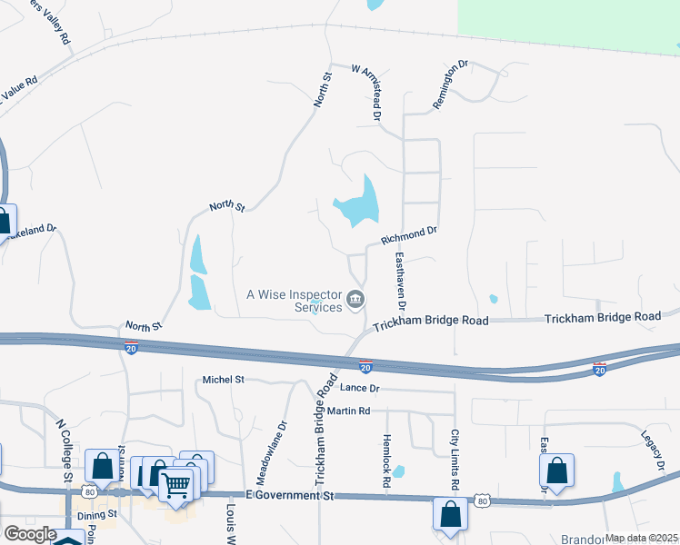 map of restaurants, bars, coffee shops, grocery stores, and more near 155 Longwood Drive in Brandon