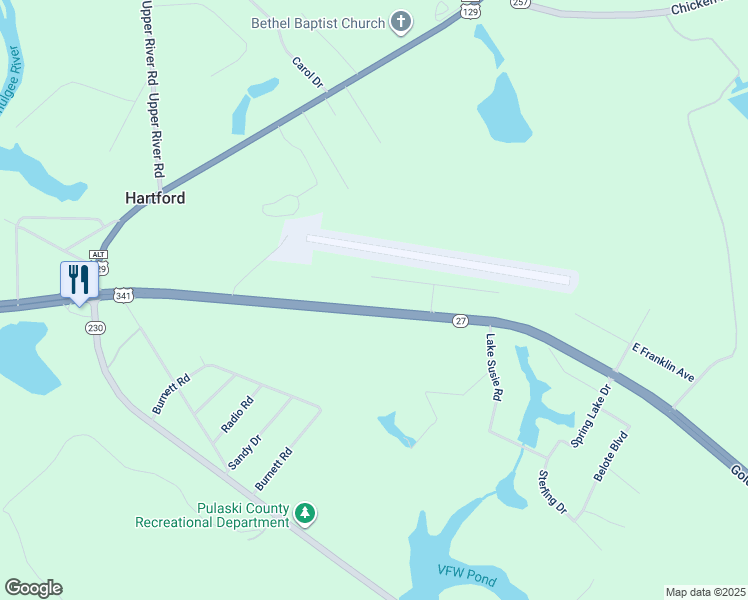 map of restaurants, bars, coffee shops, grocery stores, and more near 248 Eastman Highway in Hawkinsville