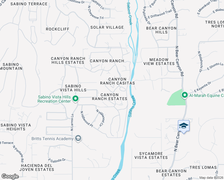 map of restaurants, bars, coffee shops, grocery stores, and more near 4099 North Canyon Ranch Drive in Tucson