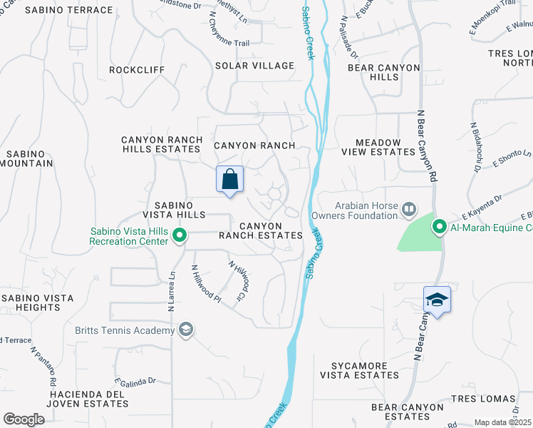 map of restaurants, bars, coffee shops, grocery stores, and more near 4099 North Canyon Ranch Drive in Tucson