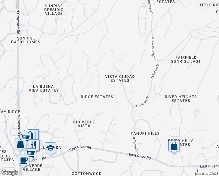 map of restaurants, bars, coffee shops, grocery stores, and more near 4137 North Wilmot Road in Tucson