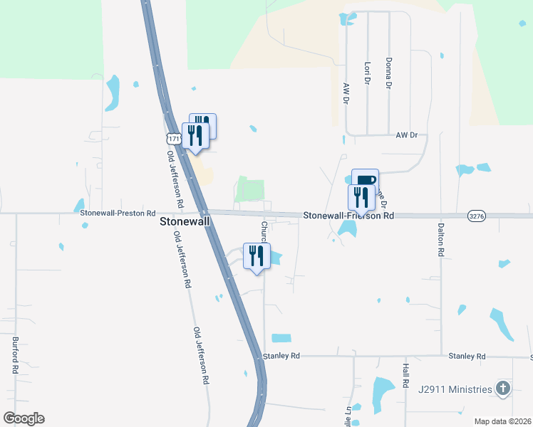 map of restaurants, bars, coffee shops, grocery stores, and more near 5298 Stonewall-Frierson Road in Stonewall