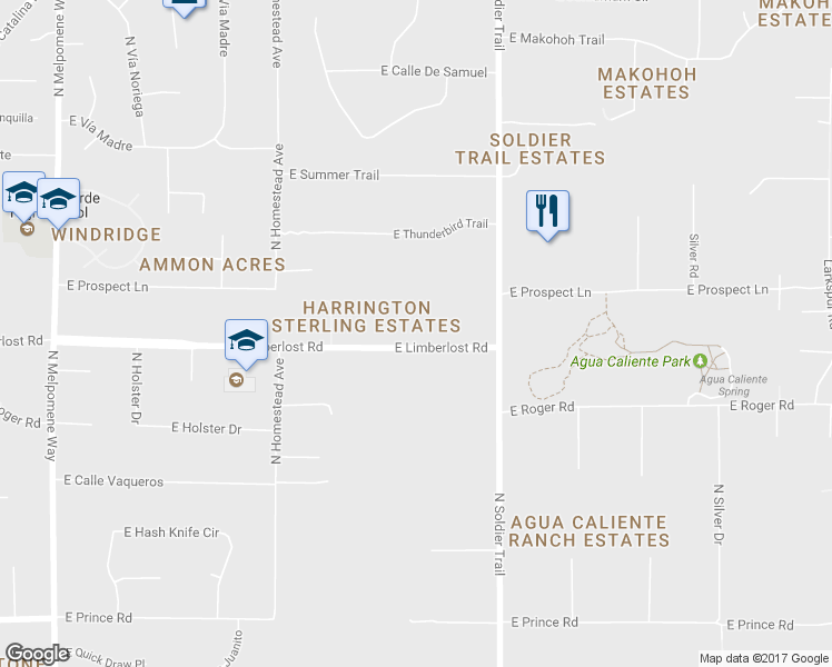 map of restaurants, bars, coffee shops, grocery stores, and more near 11777 East Limberlost Road in Tucson