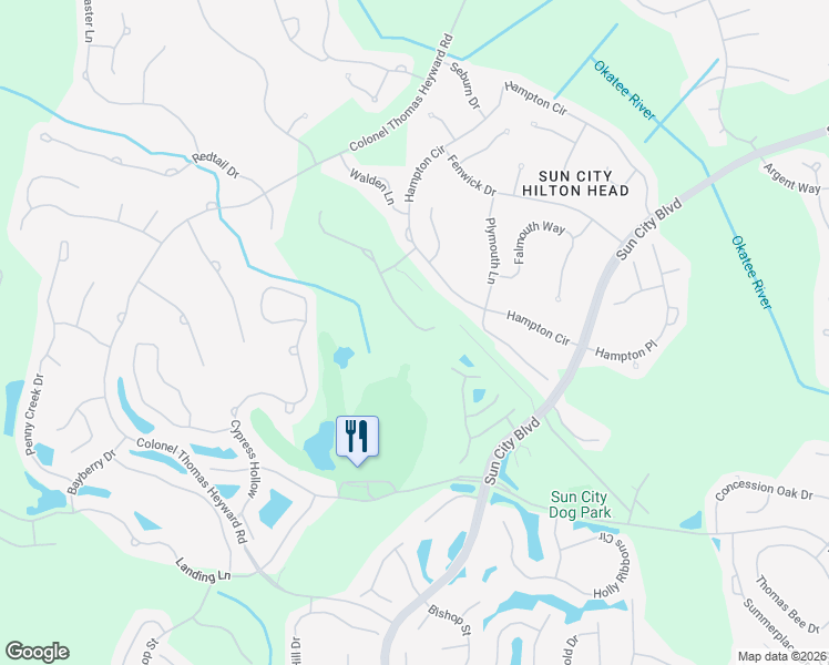 map of restaurants, bars, coffee shops, grocery stores, and more near 3 Andover Place in Bluffton