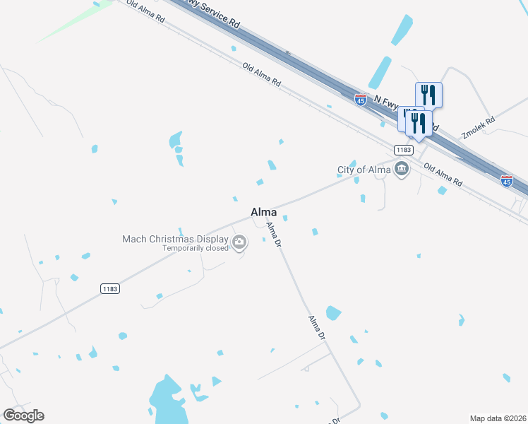 map of restaurants, bars, coffee shops, grocery stores, and more near in Alma