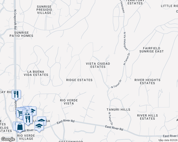 map of restaurants, bars, coffee shops, grocery stores, and more near 4137 North Wilmot Road in Tucson