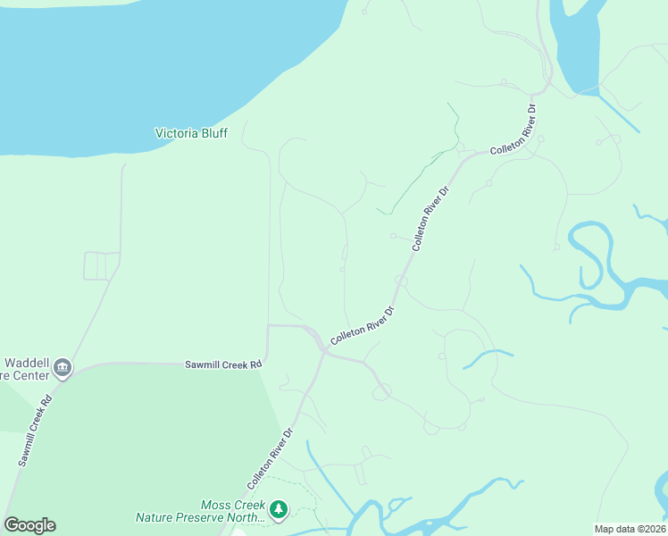 map of restaurants, bars, coffee shops, grocery stores, and more near 18 Hawthorne Road in Bluffton