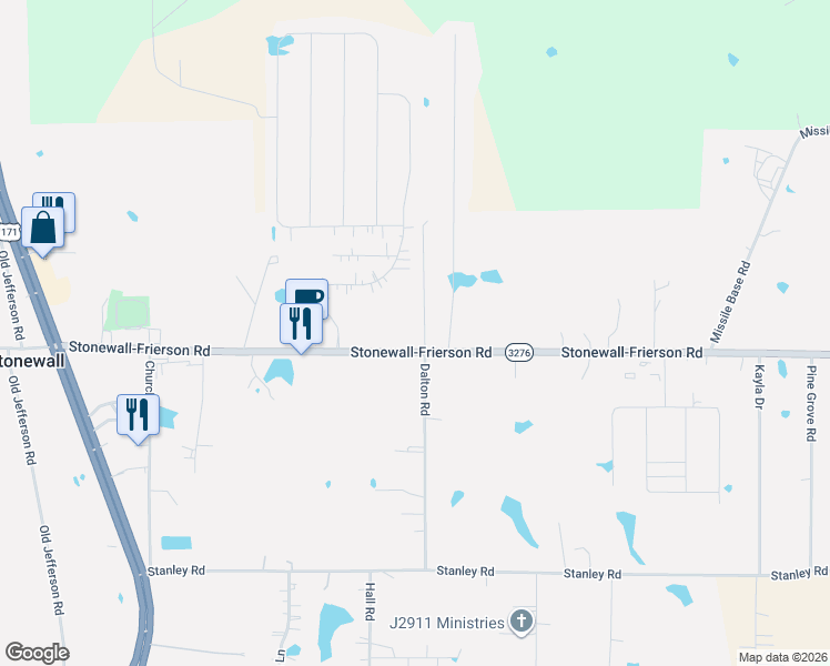 map of restaurants, bars, coffee shops, grocery stores, and more near 115 Hallmark Drive in Stonewall