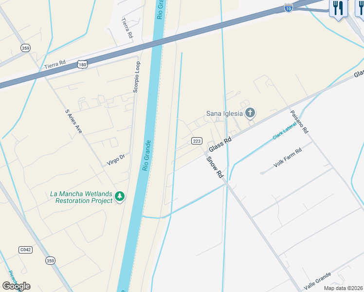 map of restaurants, bars, coffee shops, grocery stores, and more near 648 Snow Road in Las Cruces