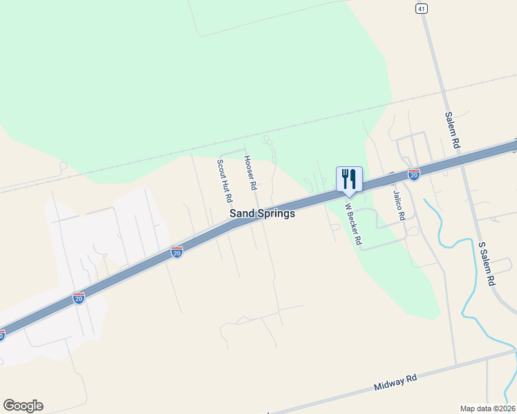 map of restaurants, bars, coffee shops, grocery stores, and more near 101 Hooser Road in Big Spring