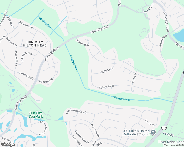 map of restaurants, bars, coffee shops, grocery stores, and more near 58 Coburn Drive West in Okatie