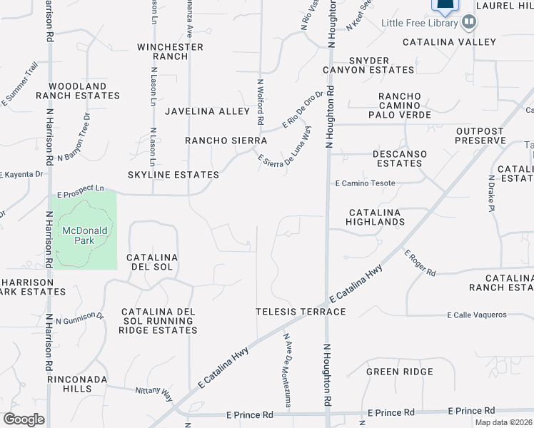 map of restaurants, bars, coffee shops, grocery stores, and more near 4143 North Avenue De Montezuma in Tucson