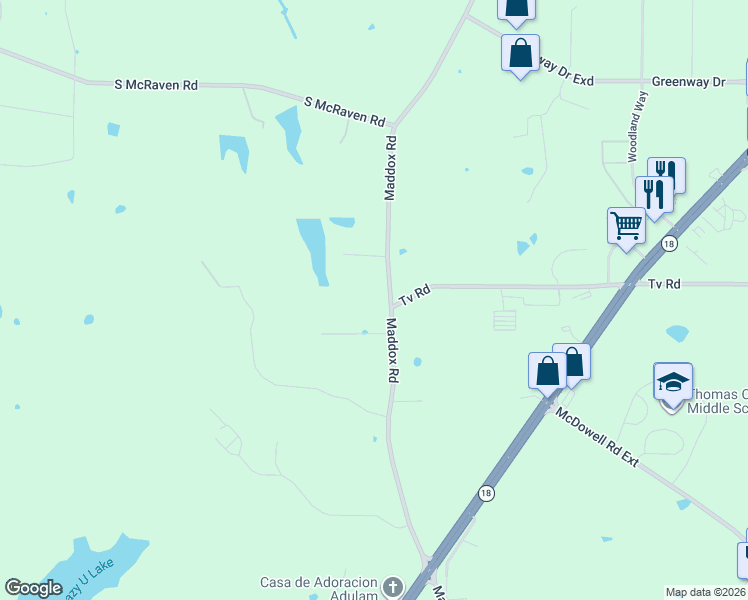 map of restaurants, bars, coffee shops, grocery stores, and more near 2597 Maddox Road in Jackson