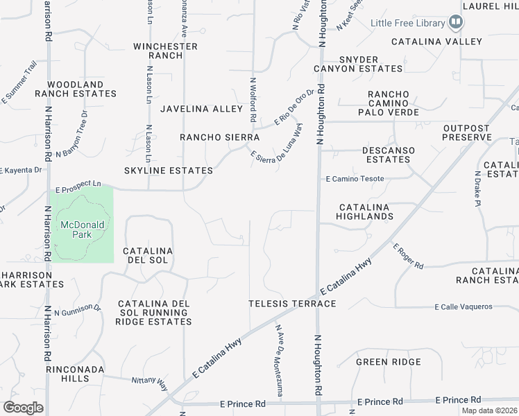 map of restaurants, bars, coffee shops, grocery stores, and more near 4143 North Avenue De Montezuma in Tucson