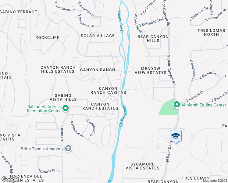 map of restaurants, bars, coffee shops, grocery stores, and more near 4180 North Canyon Ranch Drive in Tucson