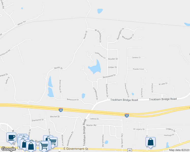 map of restaurants, bars, coffee shops, grocery stores, and more near 100 Twin Oaks Avenue in Brandon