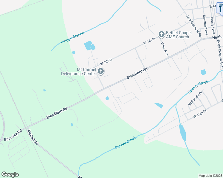 map of restaurants, bars, coffee shops, grocery stores, and more near 725 West 9th Street in Rincon