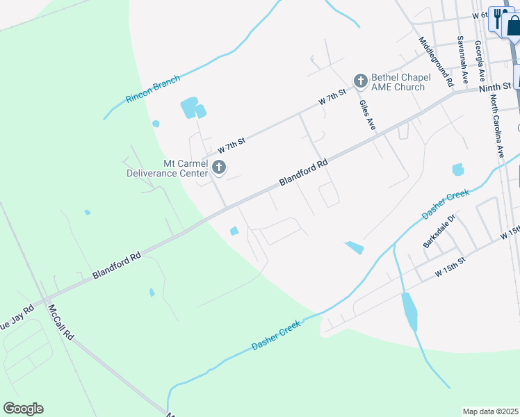 map of restaurants, bars, coffee shops, grocery stores, and more near 725 West 9th Street in Rincon