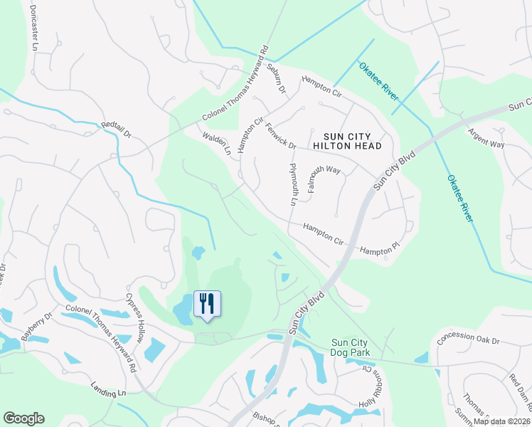 map of restaurants, bars, coffee shops, grocery stores, and more near 3 Andover Place in Bluffton