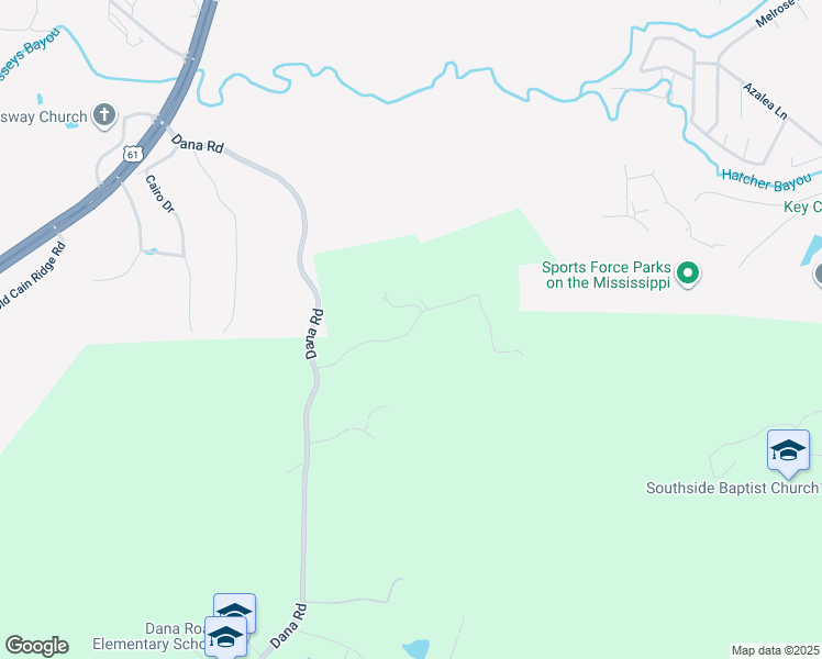 map of restaurants, bars, coffee shops, grocery stores, and more near 103 Danawood Lane in Vicksburg