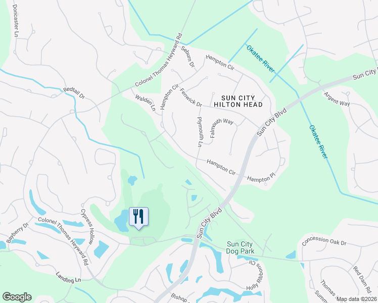map of restaurants, bars, coffee shops, grocery stores, and more near 41 Hampton Circle in Bluffton