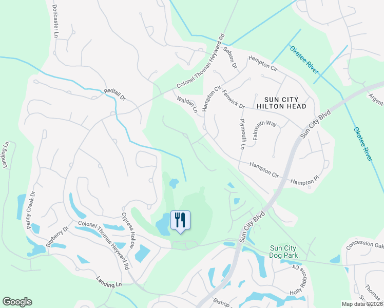 map of restaurants, bars, coffee shops, grocery stores, and more near 28 Andover Place in Bluffton