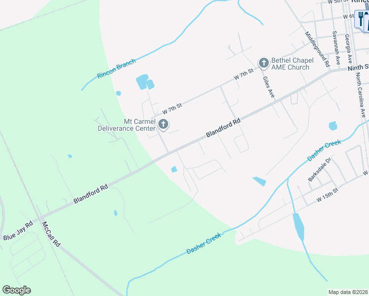 map of restaurants, bars, coffee shops, grocery stores, and more near 728 West 9th Street in Rincon