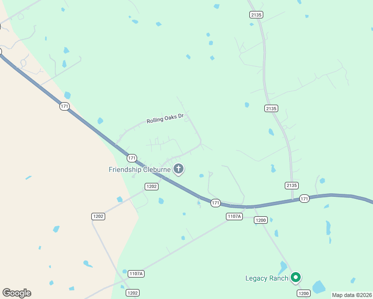 map of restaurants, bars, coffee shops, grocery stores, and more near 3200 Rolling Oaks Drive in Cleburne