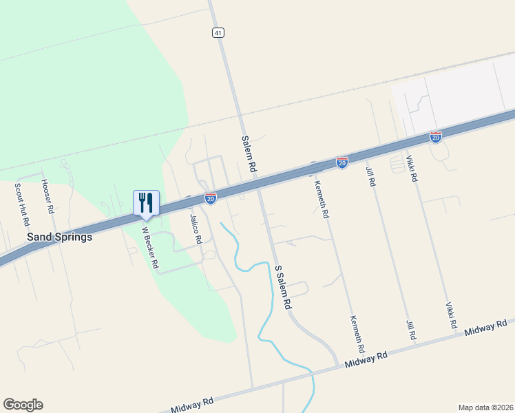 map of restaurants, bars, coffee shops, grocery stores, and more near South Salem Road in Big Spring