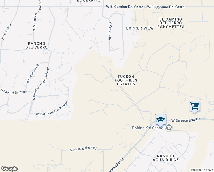 map of restaurants, bars, coffee shops, grocery stores, and more near 4611 West Verada Del Venado in Tucson