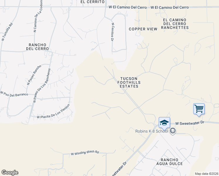 map of restaurants, bars, coffee shops, grocery stores, and more near 4611 West Verada Del Venado in Tucson