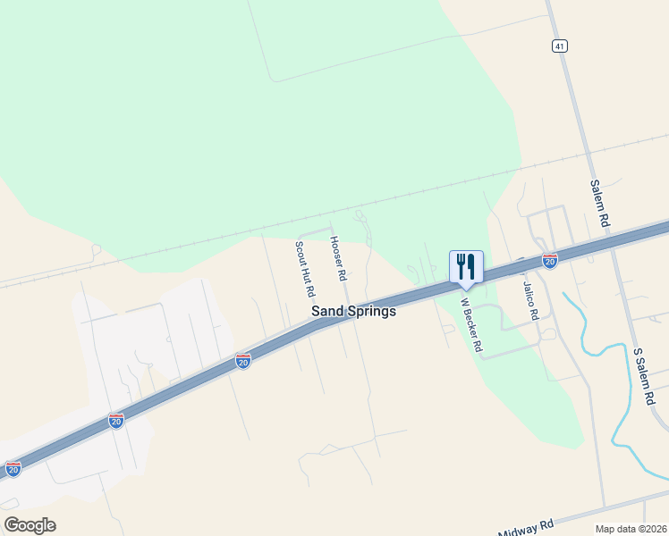 map of restaurants, bars, coffee shops, grocery stores, and more near 101-123 Hooser Road in Big Spring