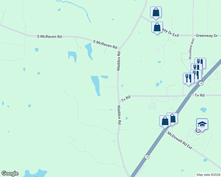 map of restaurants, bars, coffee shops, grocery stores, and more near 2461-2555 Maddox Road in Jackson