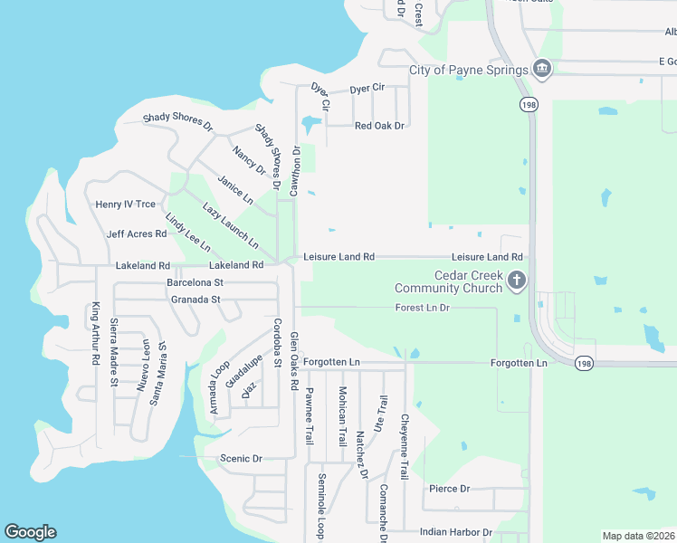 map of restaurants, bars, coffee shops, grocery stores, and more near 20297 Leisure Land Road in Mabank