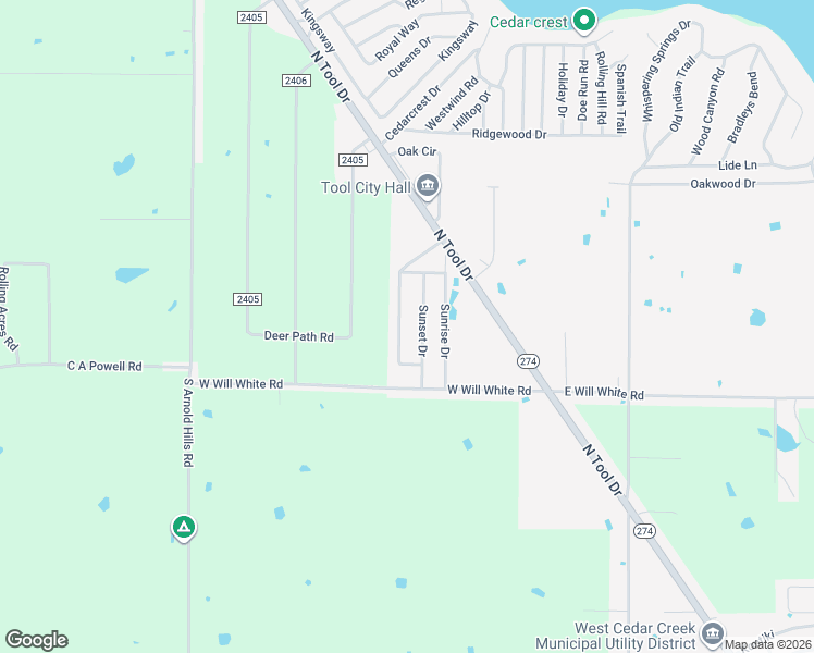 map of restaurants, bars, coffee shops, grocery stores, and more near 304 Sunset Drive in Tool