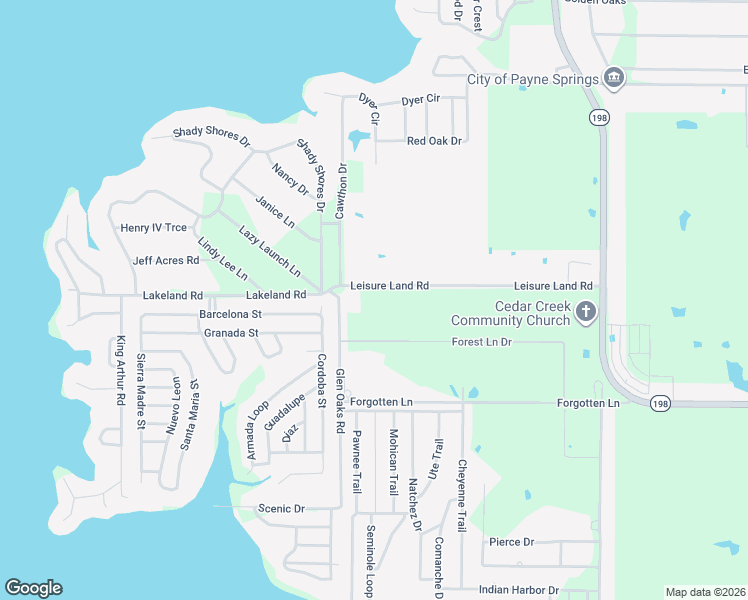 map of restaurants, bars, coffee shops, grocery stores, and more near 20297 Leisure Land Road in Mabank