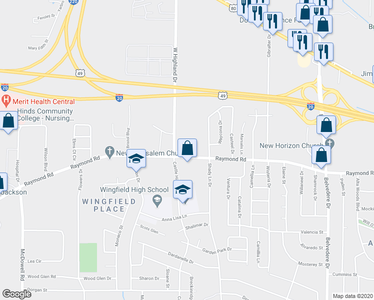 map of restaurants, bars, coffee shops, grocery stores, and more near in Jackson