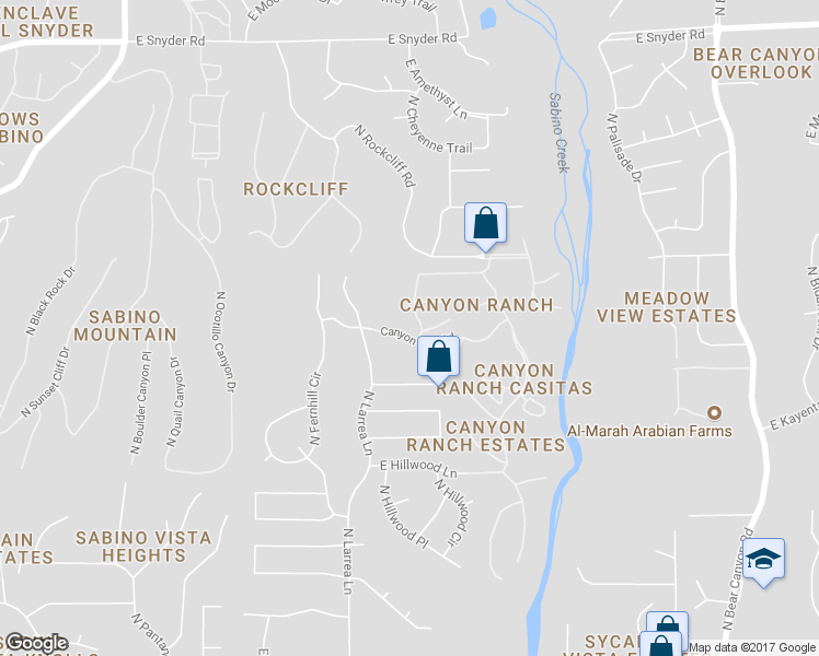 map of restaurants, bars, coffee shops, grocery stores, and more near 8405 Canyon Side Road in Tucson