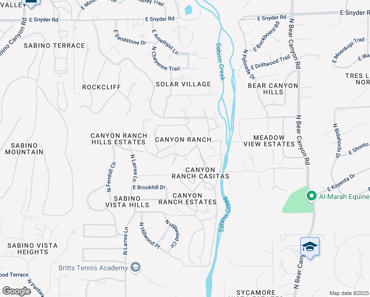 map of restaurants, bars, coffee shops, grocery stores, and more near 4285 North Canyon Ranch Drive in Tucson