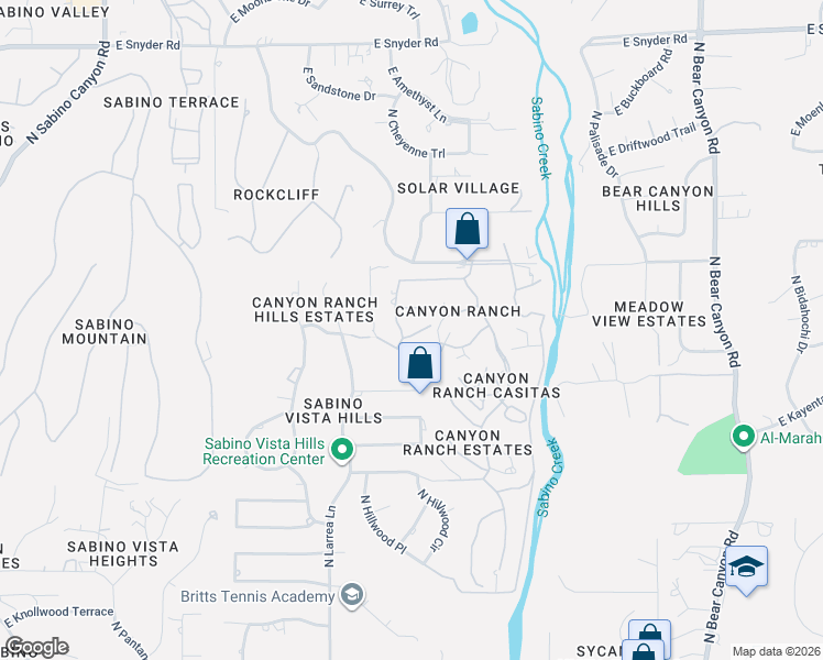map of restaurants, bars, coffee shops, grocery stores, and more near 8405 Canyon Side Road in Tucson