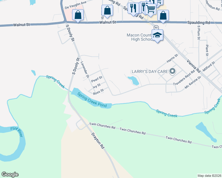 map of restaurants, bars, coffee shops, grocery stores, and more near 816 Travelers Rest Road in Montezuma